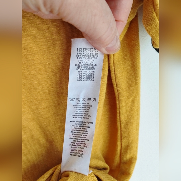 006 Mustard Yellow & Black T Shirt Feel The Soul by Part Friction S - Picture 6 of 6